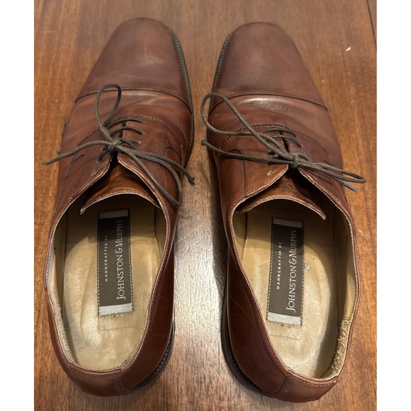 VTG Johnston & Murphy Italy Brown Leather Cap Toe Oxford Dress Mens Size 10 M